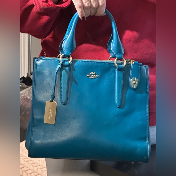 Coach Crosby Teal Leather Satchel - Picture 15 of 15